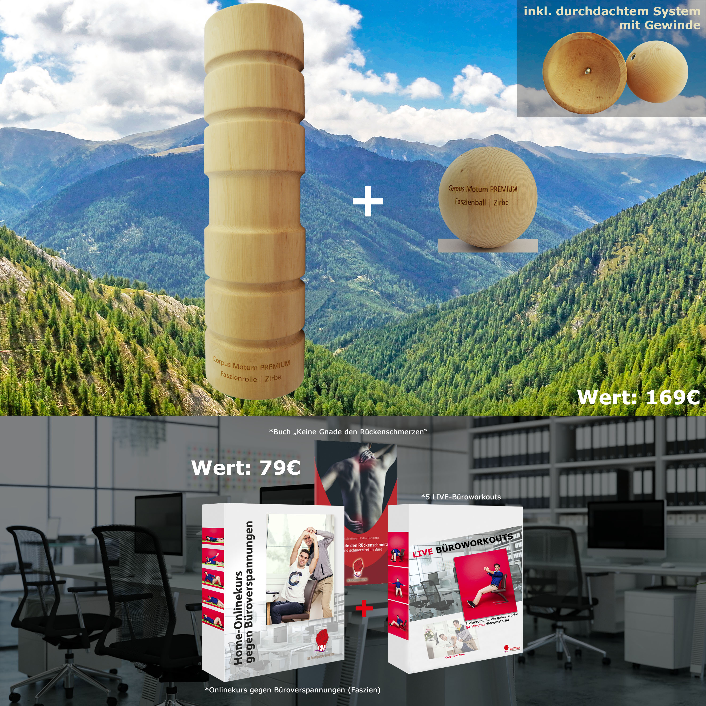 Faszienrolle + Komplettset Quadrat2